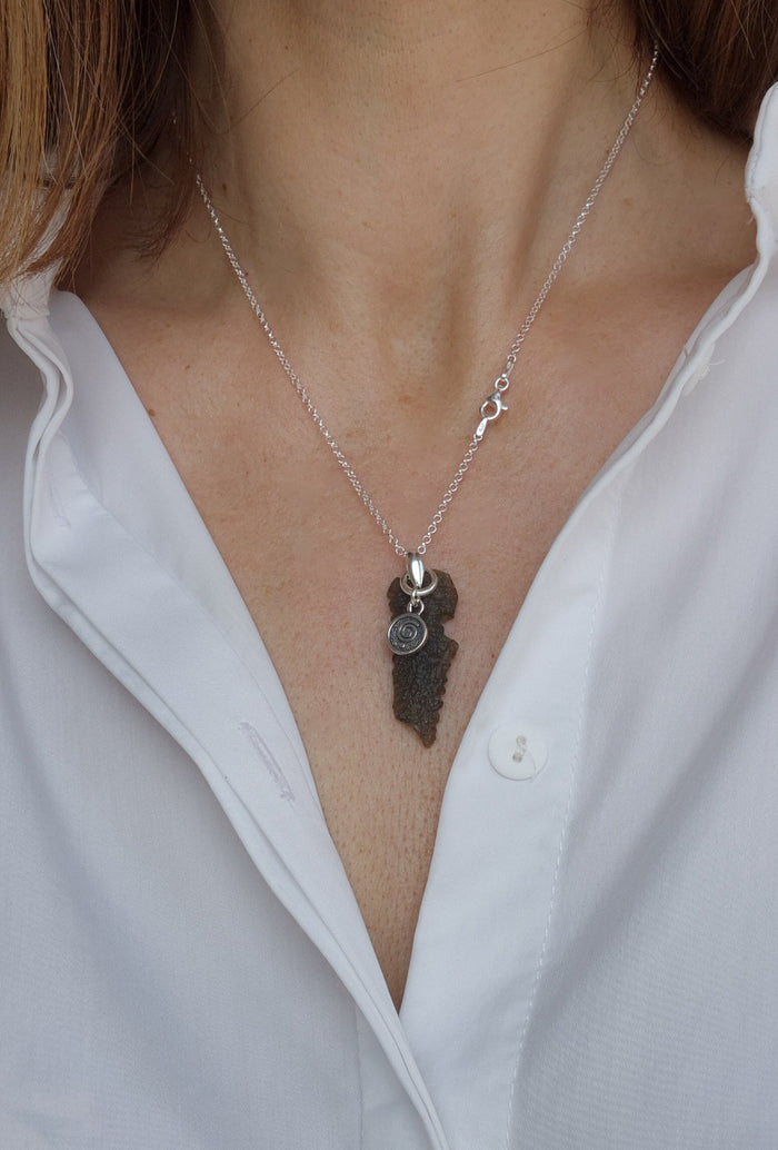 15 mln years Moldavite Silver 925 Pendant with chain "Stone of greatness"