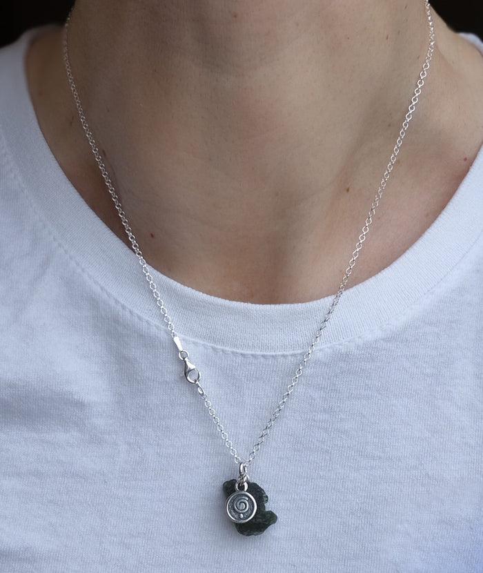 15 mln years Moldavite Silver 925 Pendant with chain "Stone of Greatness"
