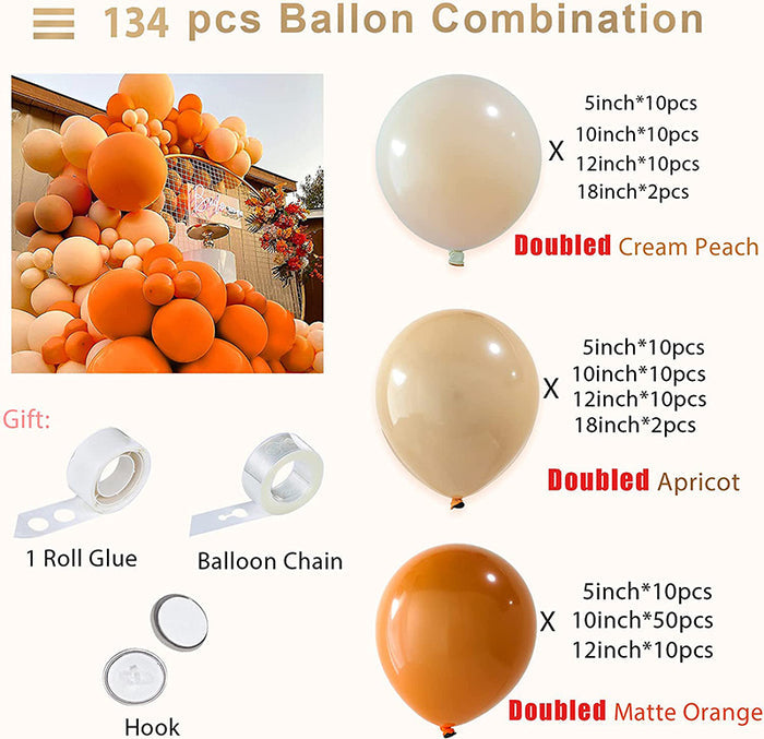 $19.9 Sale Mocsicka Orange Balloon Arch 134Pcs Latex Balloons for Birthday Party