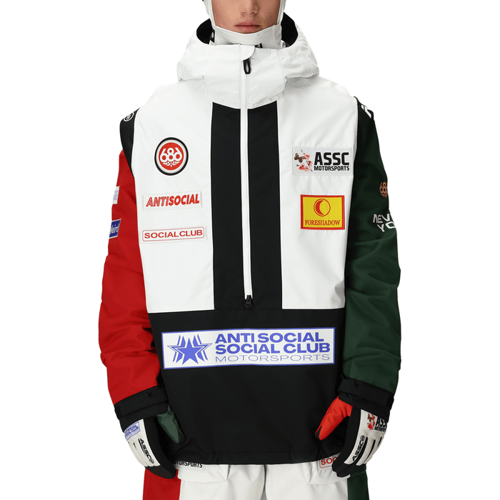 686 Anti Social Social Club Men's F1 Shell Anorak 2026 White Colorblock - Comor - Go Play Outside
