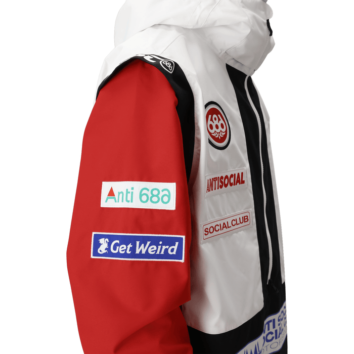 686 Anti Social Social Club Men's F1 Shell Anorak 2026 White Colorblock - Comor - Go Play Outside