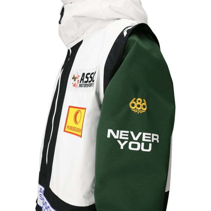 686 Anti Social Social Club Men's F1 Shell Anorak 2026 White Colorblock - Comor - Go Play Outside