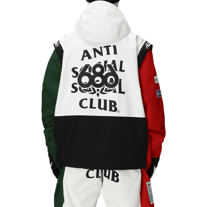 686 Anti Social Social Club Men's F1 Shell Anorak 2026 White Colorblock - Comor - Go Play Outside