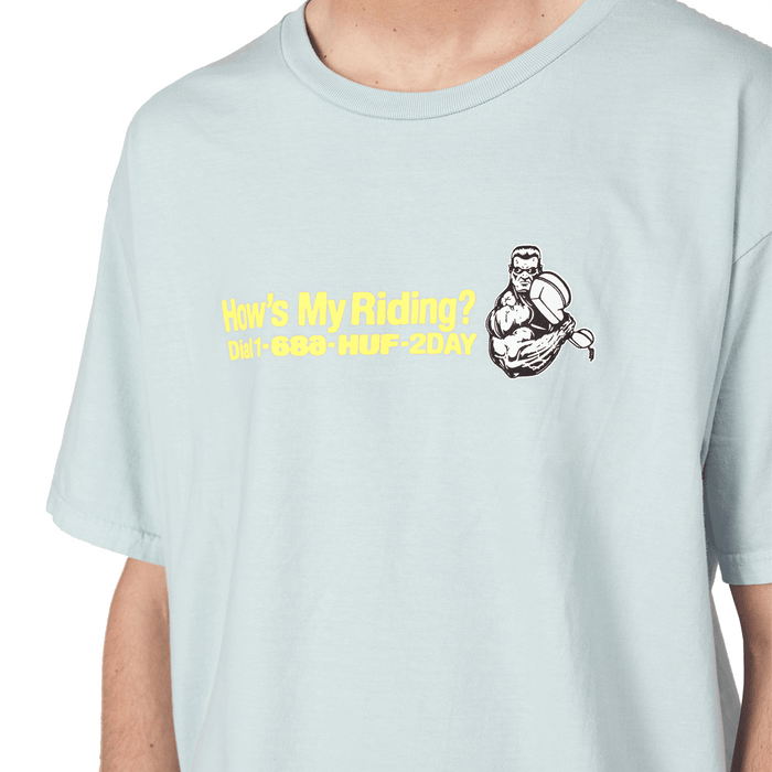 686 Huf Riding Heavyweight Premium Short Sleeve T-Shirt Huf Light Blue - Comor - Go Play Outside