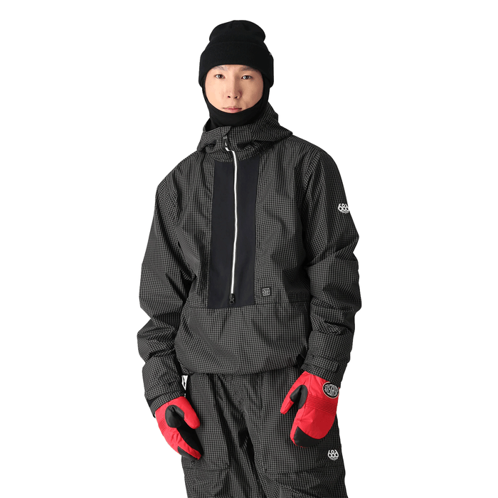 686 Men's Ghost 2.5L Anorak 2025 Black Grid Colourblock - Comor - Go Play Outside