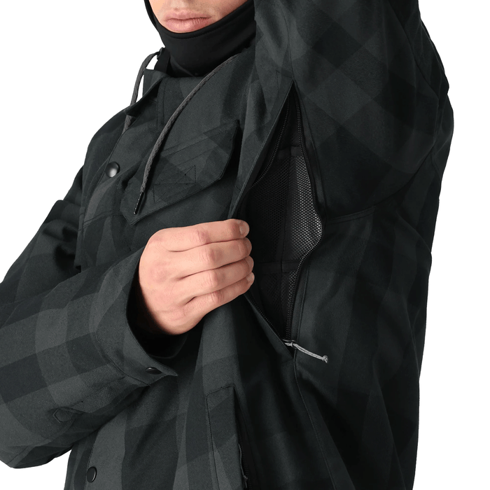 686 Men's Woodland Jacket 2025 Tonal Black Plaid - Comor - Go Play Outside