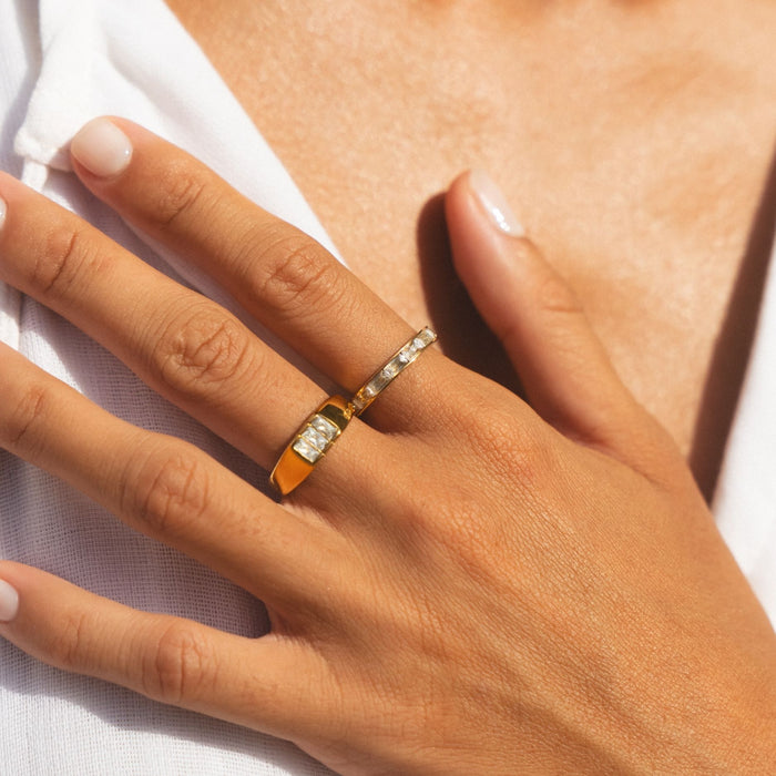 Gold Baguette Signet Ring