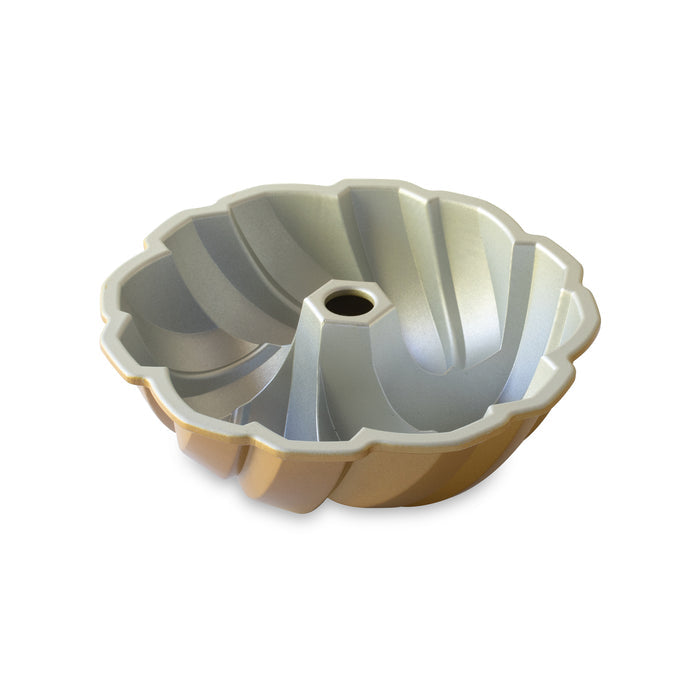 Interior view of Nordicware Braided Bundt Pan, a 1104 bread and cake pan with a detailed braided design for baking.