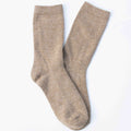 Bright Winter Wool Cashmere Socks in Camel on a white background at Addison West