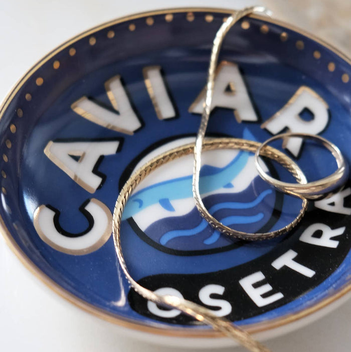 Caviar Trinket Dish on a beige background at Addison West