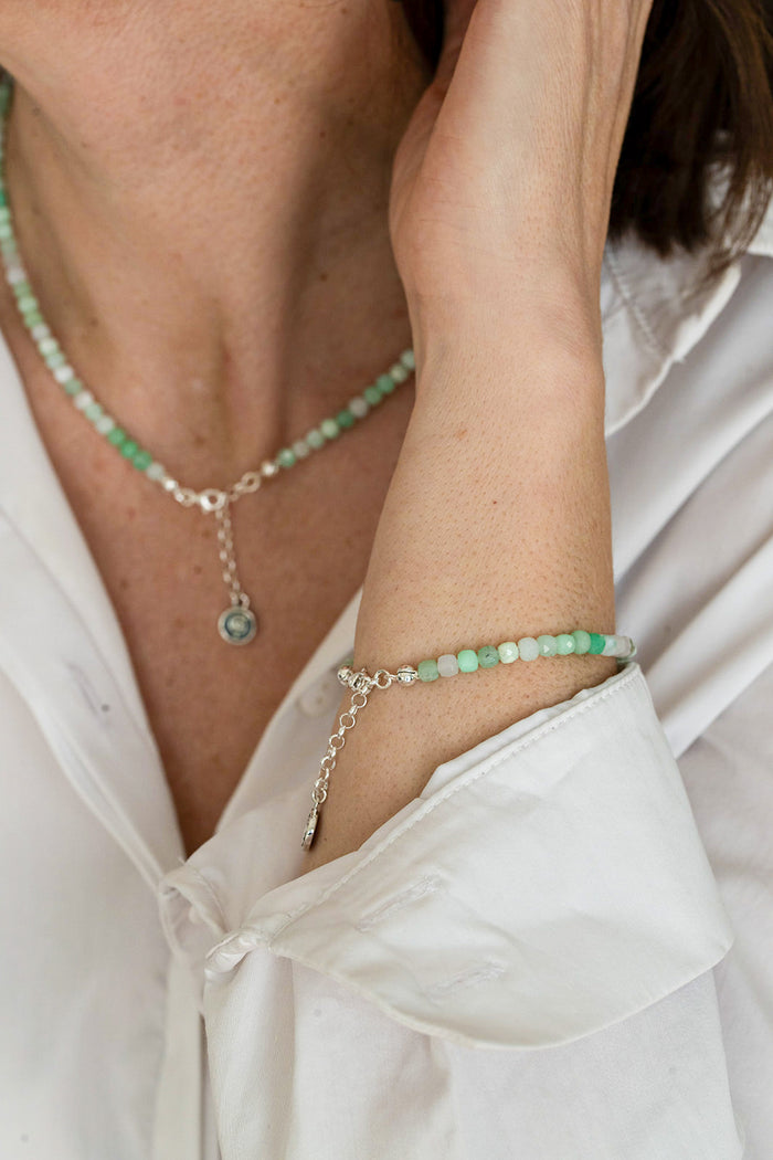 Chrysoprase Bracelet for Women with Silver 925 "Gentle Harmony" - Petit Secret