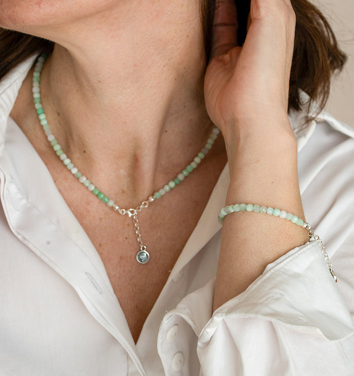 Chrysoprase Bracelet for Women with Silver 925 "Gentle Harmony" - Petit Secret