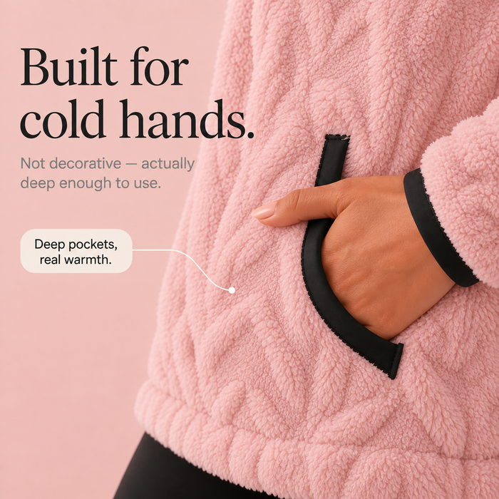 Cloudessa – Half-Zip Fuzzy Pullover With Kangaroo Pocket