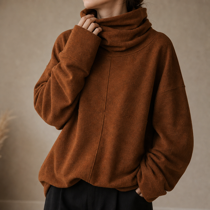 Cowlmara – Brushed Cowl-Neck Oversized Pullover