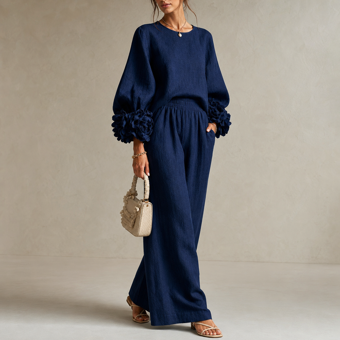 Cufflora – Floral Cuff Wide-Leg Two-Piece Set