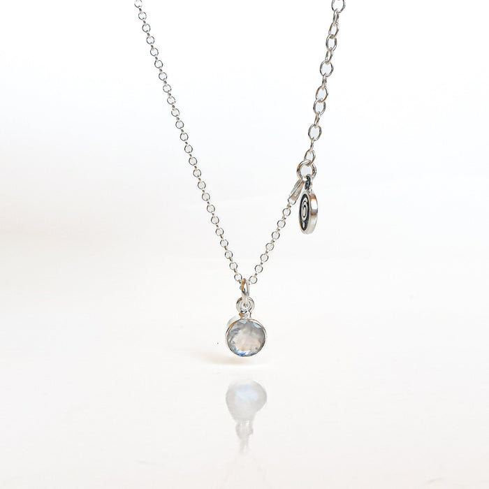 Delicate Moonstone AAA grade Round Silver 925 Pendant with Chain "Intuition"