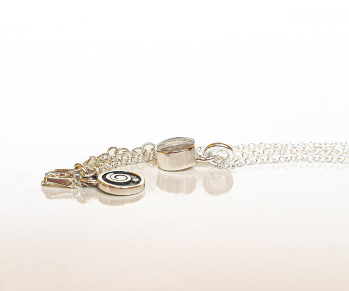 Delicate Moonstone AAA grade Round Silver 925 Pendant with Chain "Intuition"