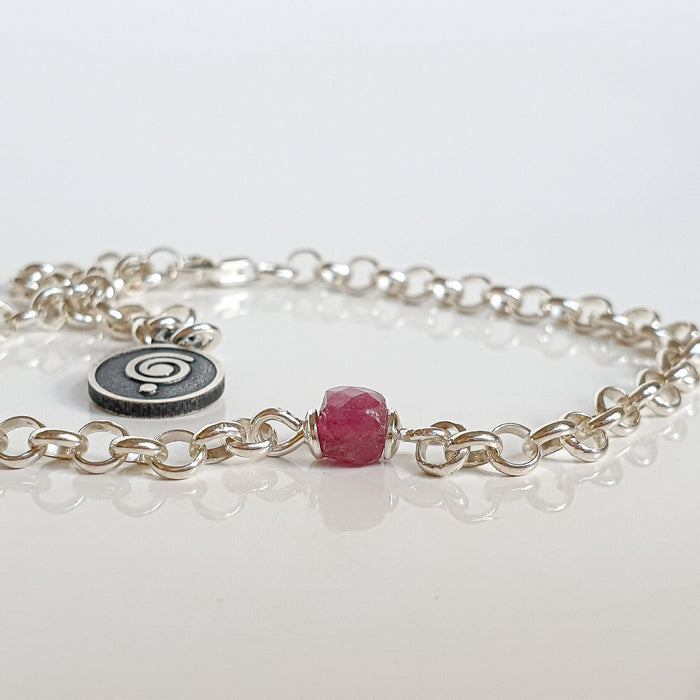 Delicate Purple Tourmaline A+ Silver 925 Bracelet "Harmony"
