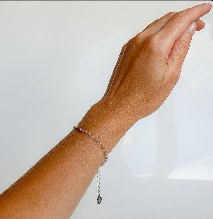 Delicate Purple Tourmaline A+ Silver 925 Bracelet "Harmony"