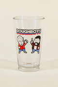 Doughboys pint glass from Kin Ship Goods – official collab featuring Nick and Mitch artwork.