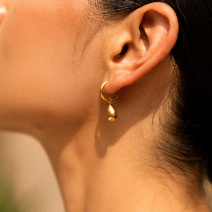 Teardrop Charm Hoops