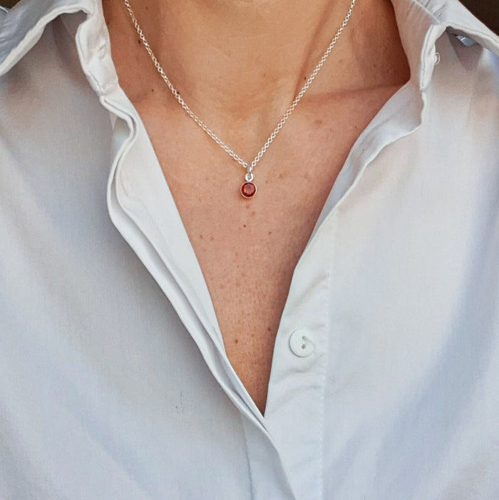 Elegant Red Garnet Silver 925 Necklace Pendant "Vitality"