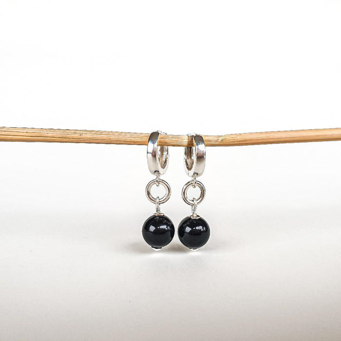 Elegant Silver 925 Earrings with Black Tourmaline "Harmony"