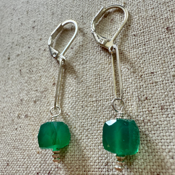 Emerald Chalcedony Earrings