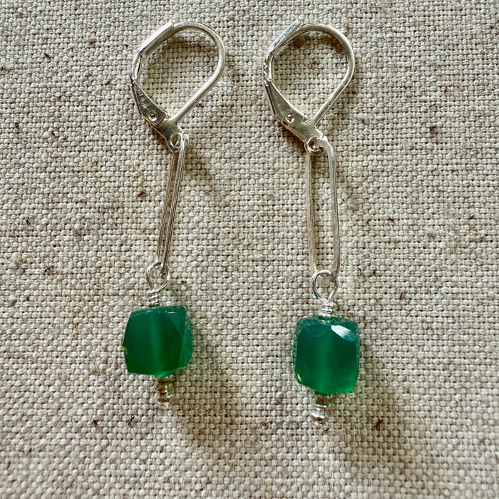 Emerald Chalcedony Earrings