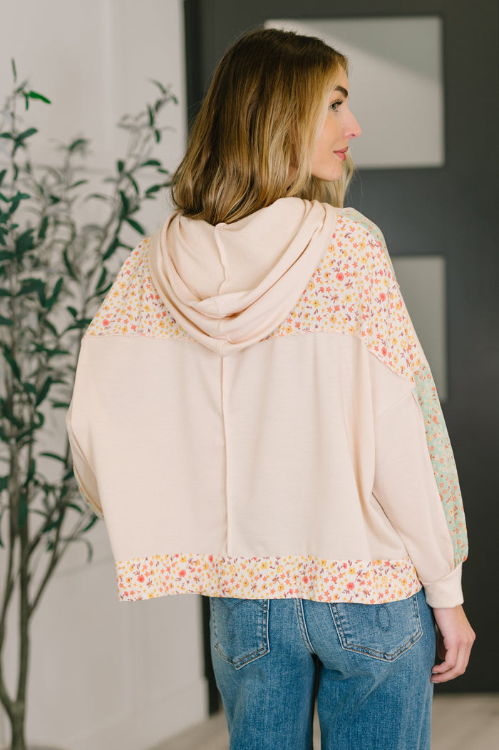 Floral Patchwork Hooded Pullover