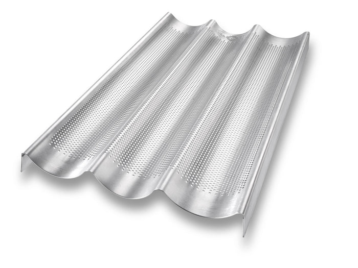 USA Pan French Baguette Pan for baking crispy, artisan-style baguettes with non-stick coating and durable construction.