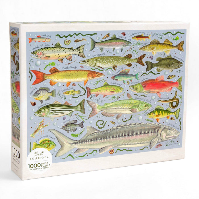 Freshwater Fish 1,000 Piece Puzzle on a white background at Addison West