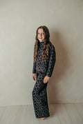Girl's Knitted Sweater Dark Grey Leopard