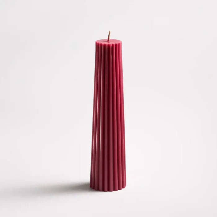 Greentree 8" Petite Pillar Candle in Bittersweet on a white background at Addison West