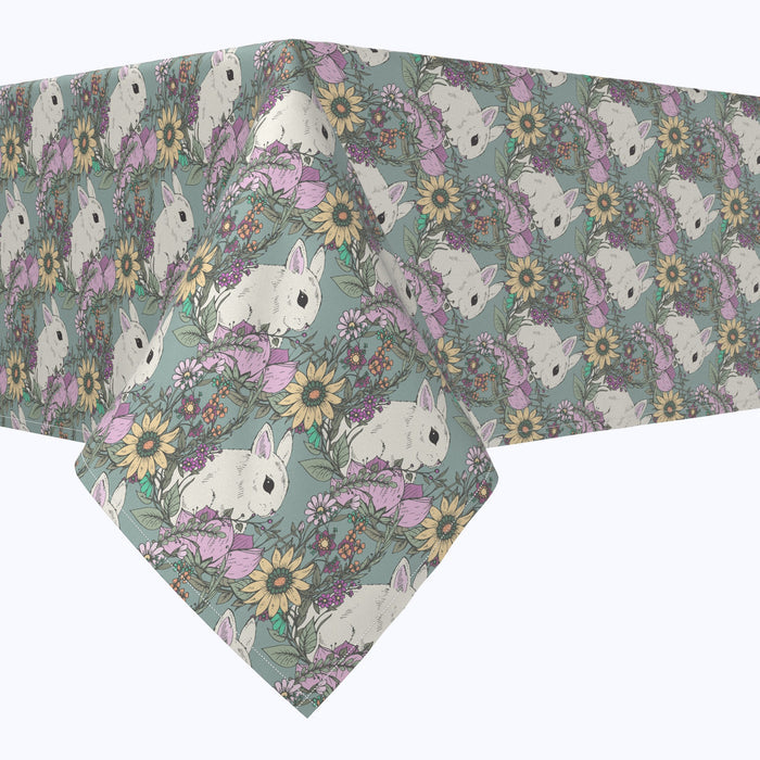 Hand Drawn Flowers and Rabbits Rectangles