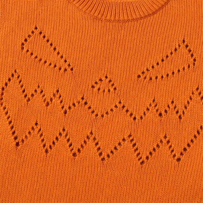 Hearthcott – Pumpkin Openwork Knit Sweater
