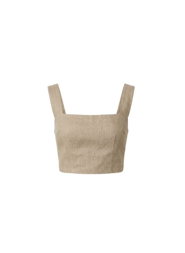 Tops APOELLA Ira Linen Crop Top Beige Apoella