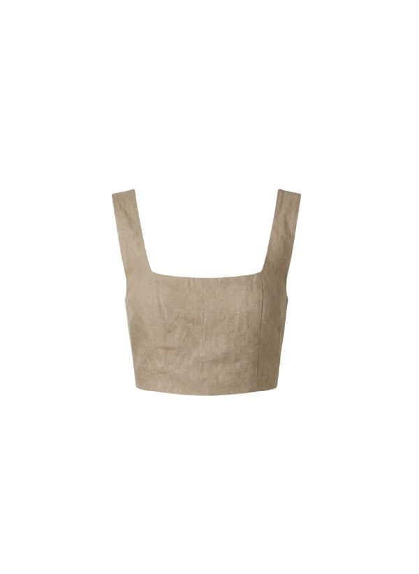 Tops APOELLA Ira Linen Crop Top Beige Apoella