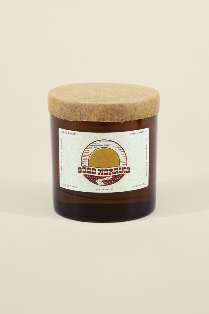 good morning candle kin ship goods lineage coffee vanilla