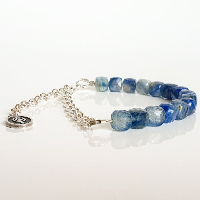 Kyanite A+ from Brasil Set of Silver Bold Puzzle Necklace and Bracelet "Elevation"