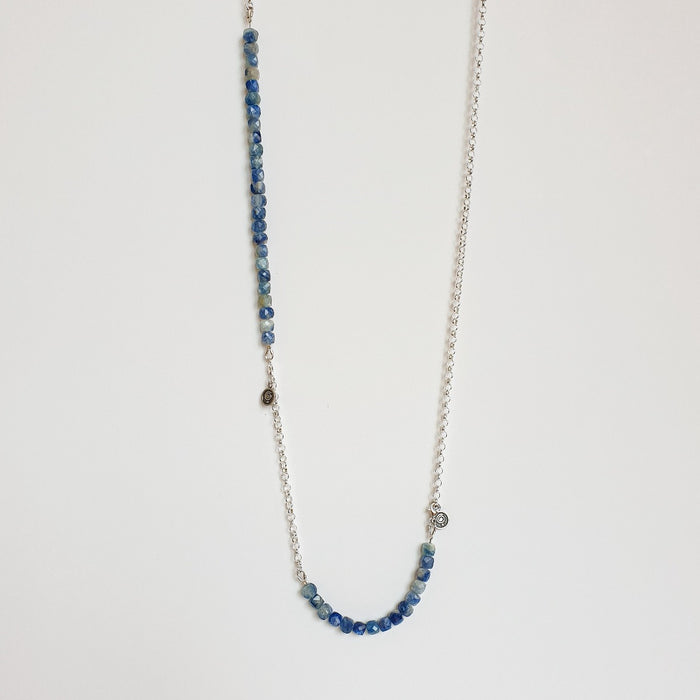 Kyanite A+ from Brasil Set of Silver Bold Puzzle Necklace and Bracelet "Elevation"