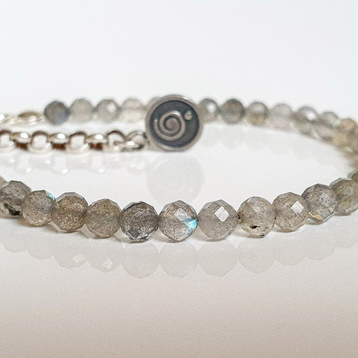 Labradorite A+ Round Bead Silver Bracelet for Women "The Guardian" - Petit Secret