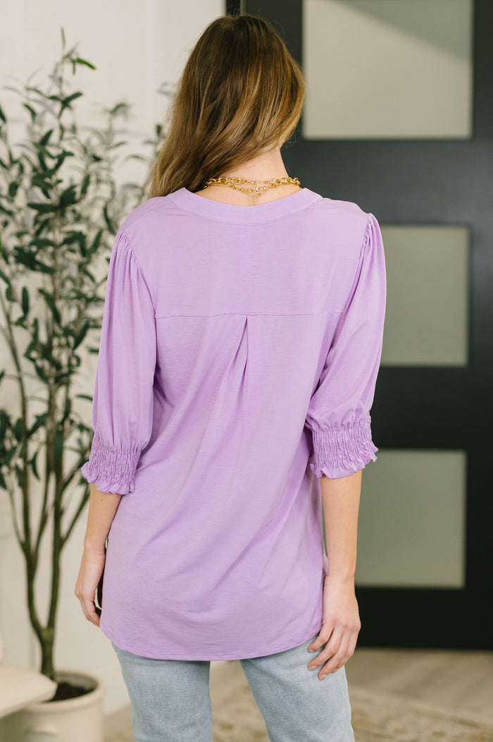 Lizzy Smock Top in Orchid Bloom