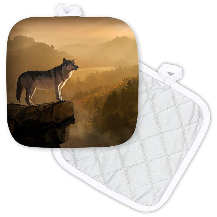 Lone Wolf on Overlook Potholder - Schoppix Gifts