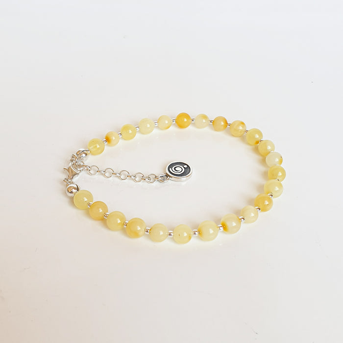 Luxury Light Baltic Amber and Sterling Silver 925 Bracelet "Sun stories"