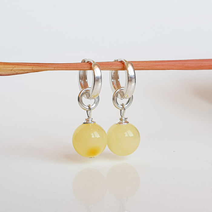 Luxury Light Baltic Amber and Sterling Silver 925 Earrings "Sun stories"