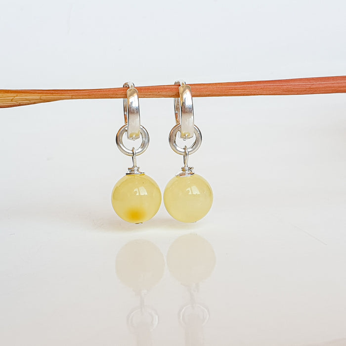 Luxury Light Baltic Amber and Sterling Silver 925 Earrings "Sun stories"
