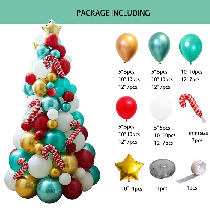 Mocsicka Christmas Tree Green and Red Latex Balloon Arch Christmas Decor-Mocsicka Party