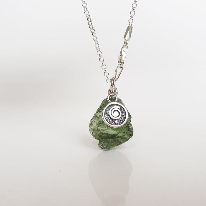 Moldavite Silver 925 Pendant with Chain "Stone of Greatness"