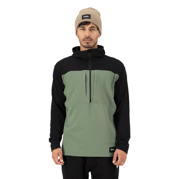 Mons Royale Men's Offgrid Merino Long Sleeve 1/2 Zip Fleece 2026 Willow/Black - Comor - Go Play Outside